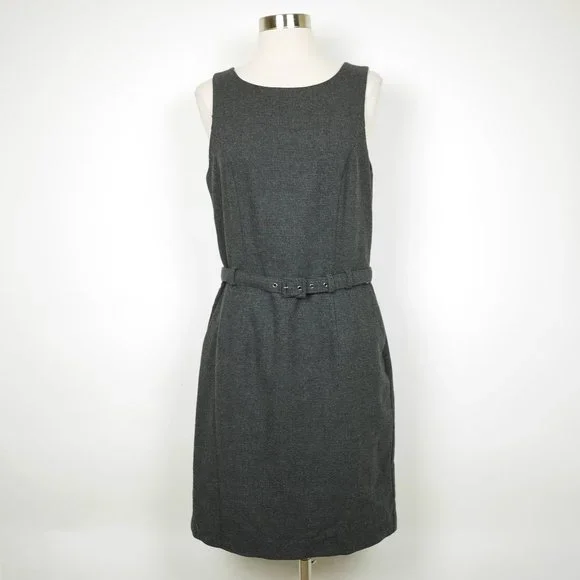 BANANA REPUBLIC Women's 8 Gray wool knit sleeveless sheath dress business  career